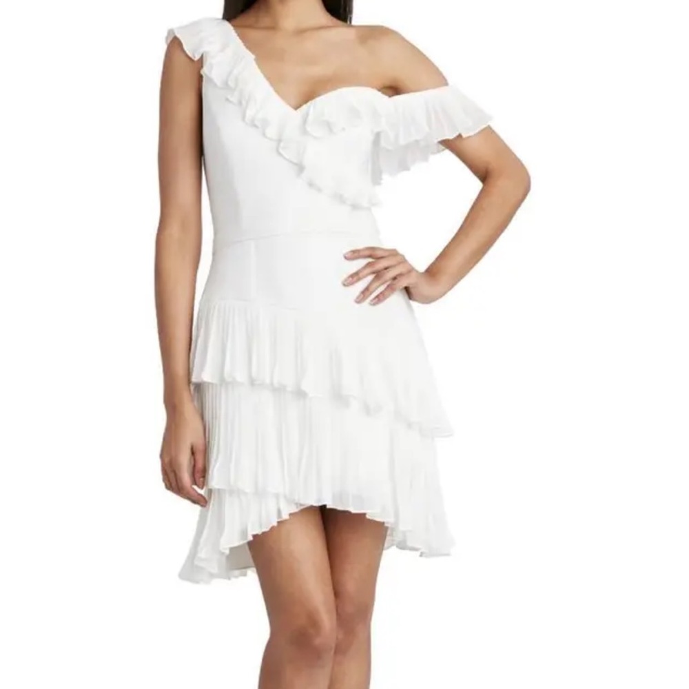 BCBG Max Azria Jordan Women's Ruffled Tiered One Shoulder Evening Dress $348
